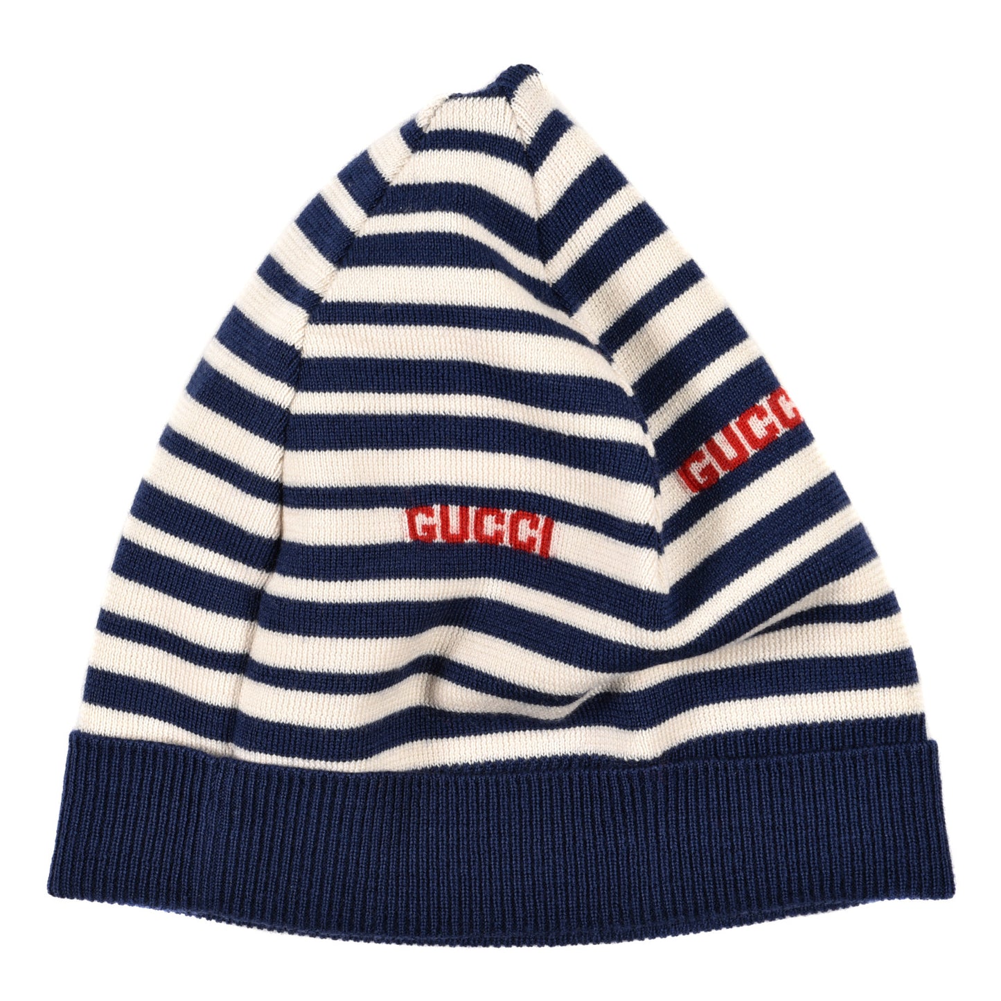 Wool Stripe Beanie Hat L White Red Blue