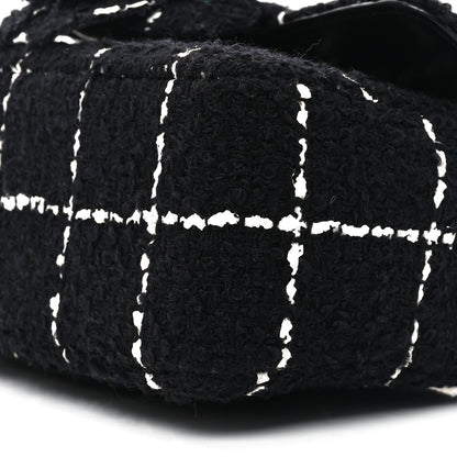 Chanel Tweed Quilted Mini Rectangular Camellia Flap Black White 10 of 10