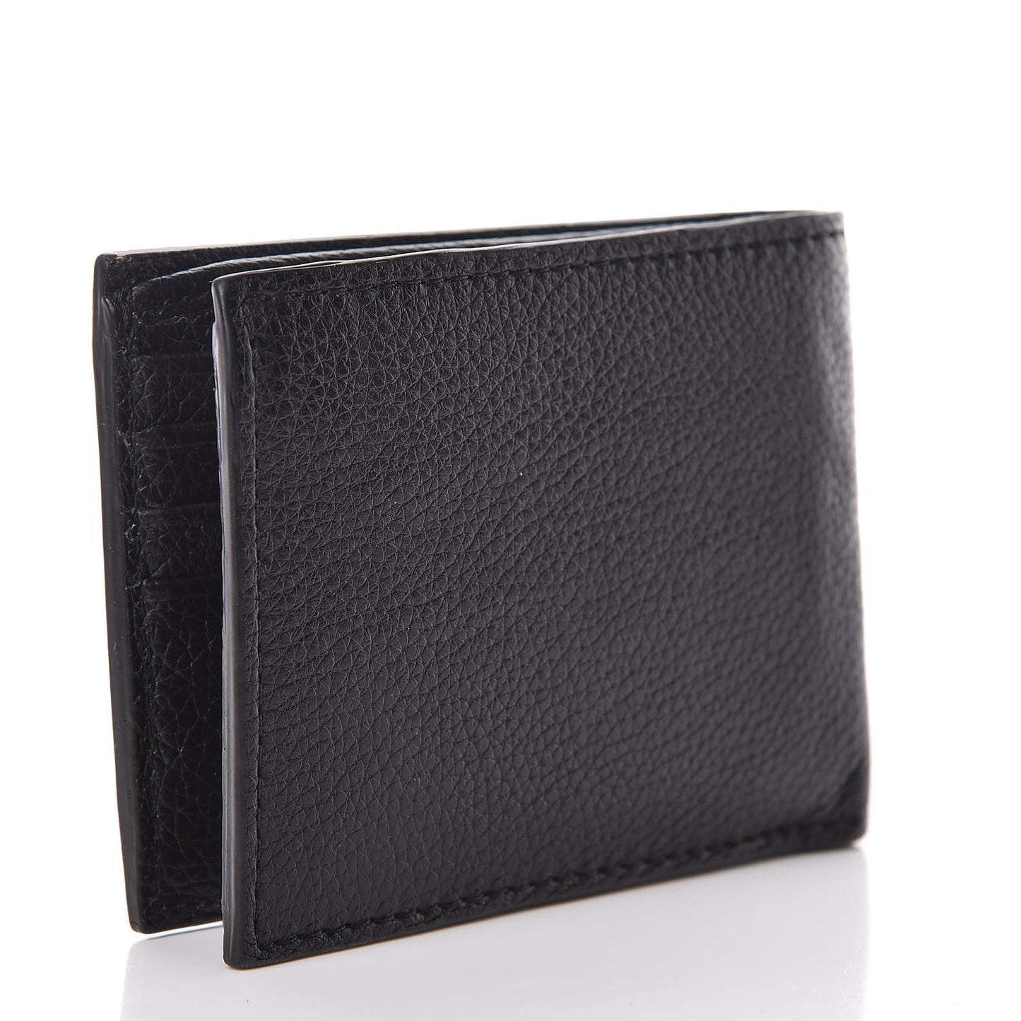 Grained Calfskin Web Bi-Fold Wallet Black