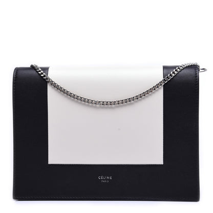 Celine Smooth Lambskin Frame Evening Chain Clutch Black White 1 of 11