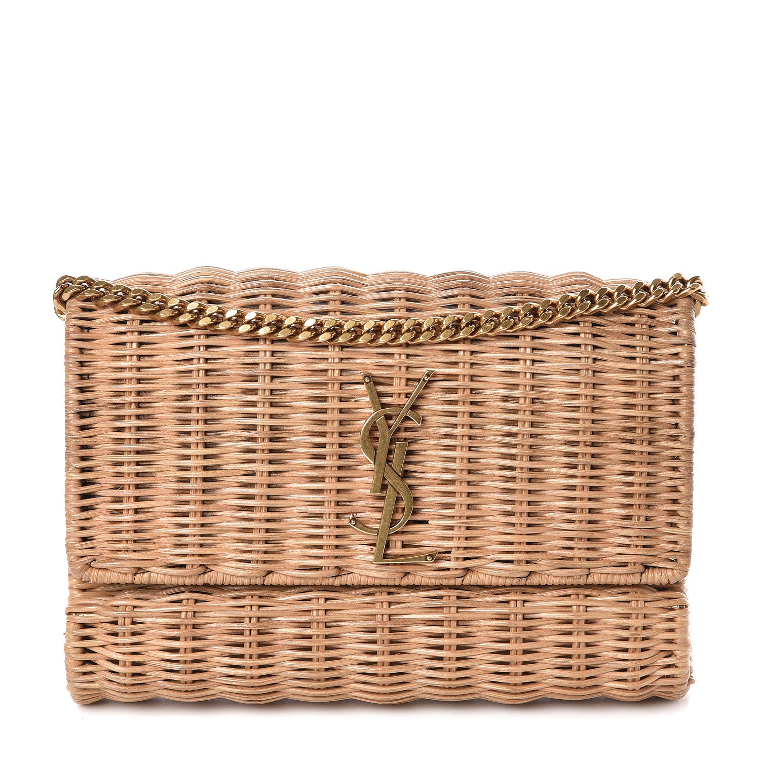 Saint Laurent Wicker Small Monogram Kate Satchel Naturale 492765