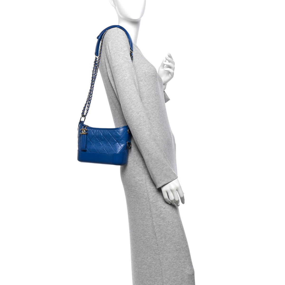 Chanel Aged Calfskin Quilted Small Gabrielle Hobo Blue 2 of 10