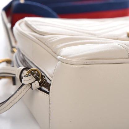 Gucci Calfskin Matelasse Sylvie Web Small GG Marmont Top Handle Shoulder Bag White 9 of 10