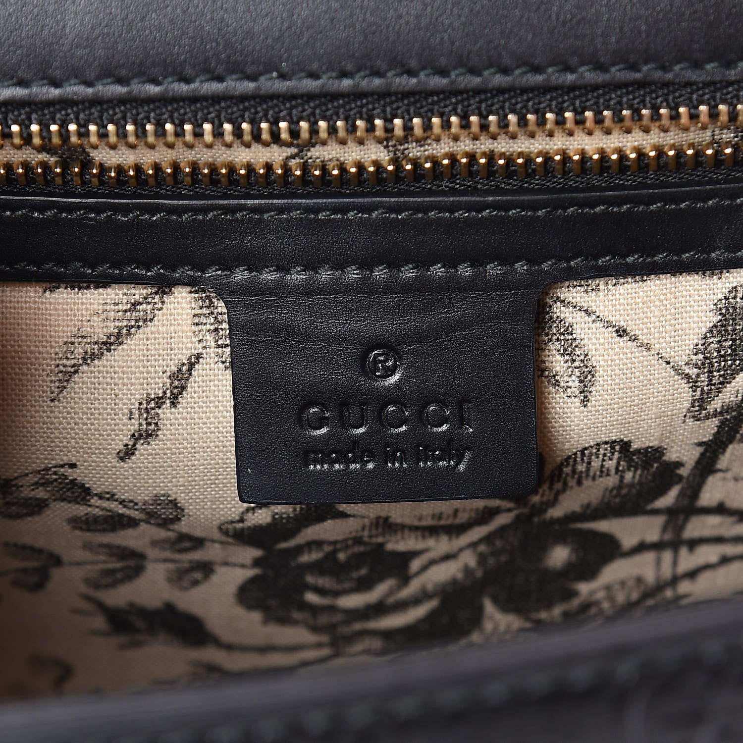 Gucci Calfskin GG Monogram Bees Embossed Medium Padlock Shoulder Bag Black 6 of 8