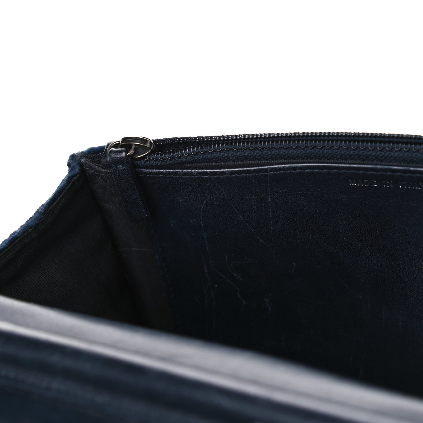 Velvet Quilted Boy Wallet On Chain WOC Navy