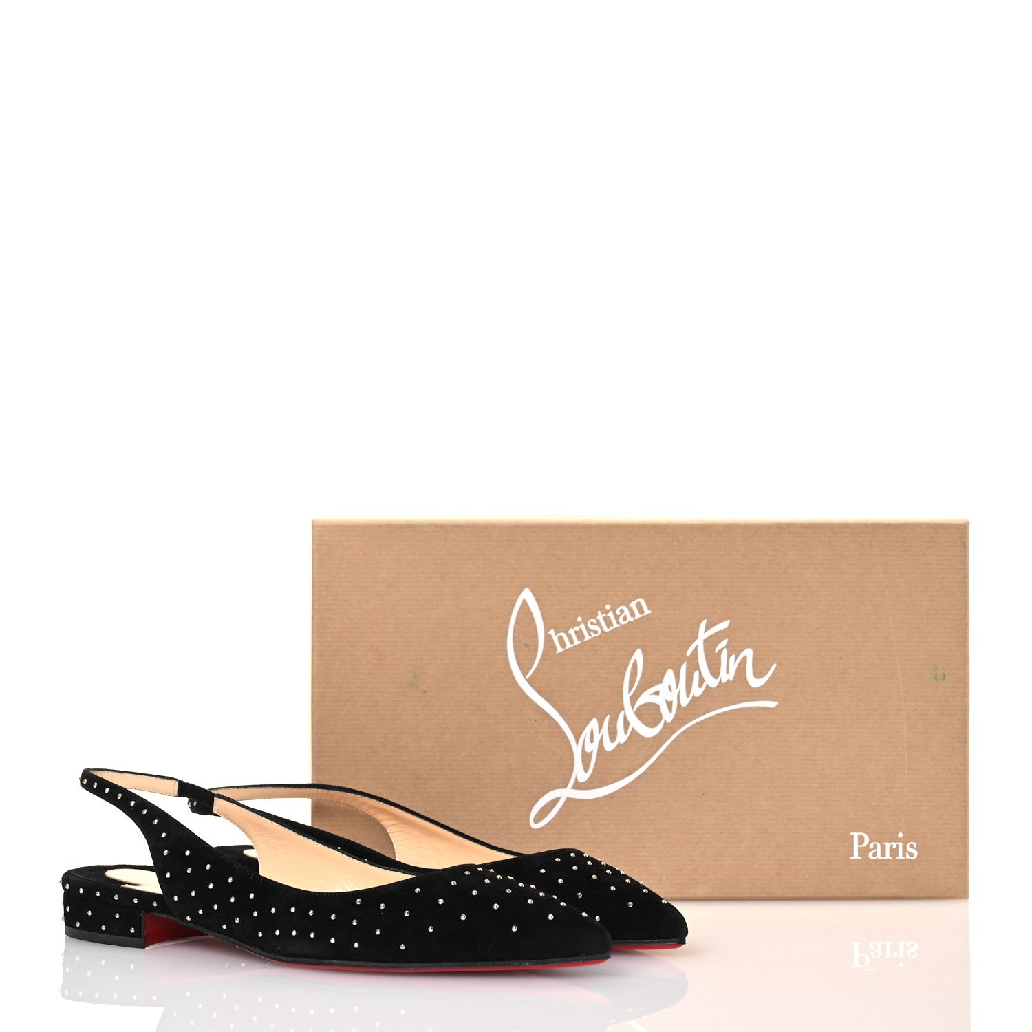 Christian Louboutin Suede Studded Slingback Flats 36.5 Black 9 of 9