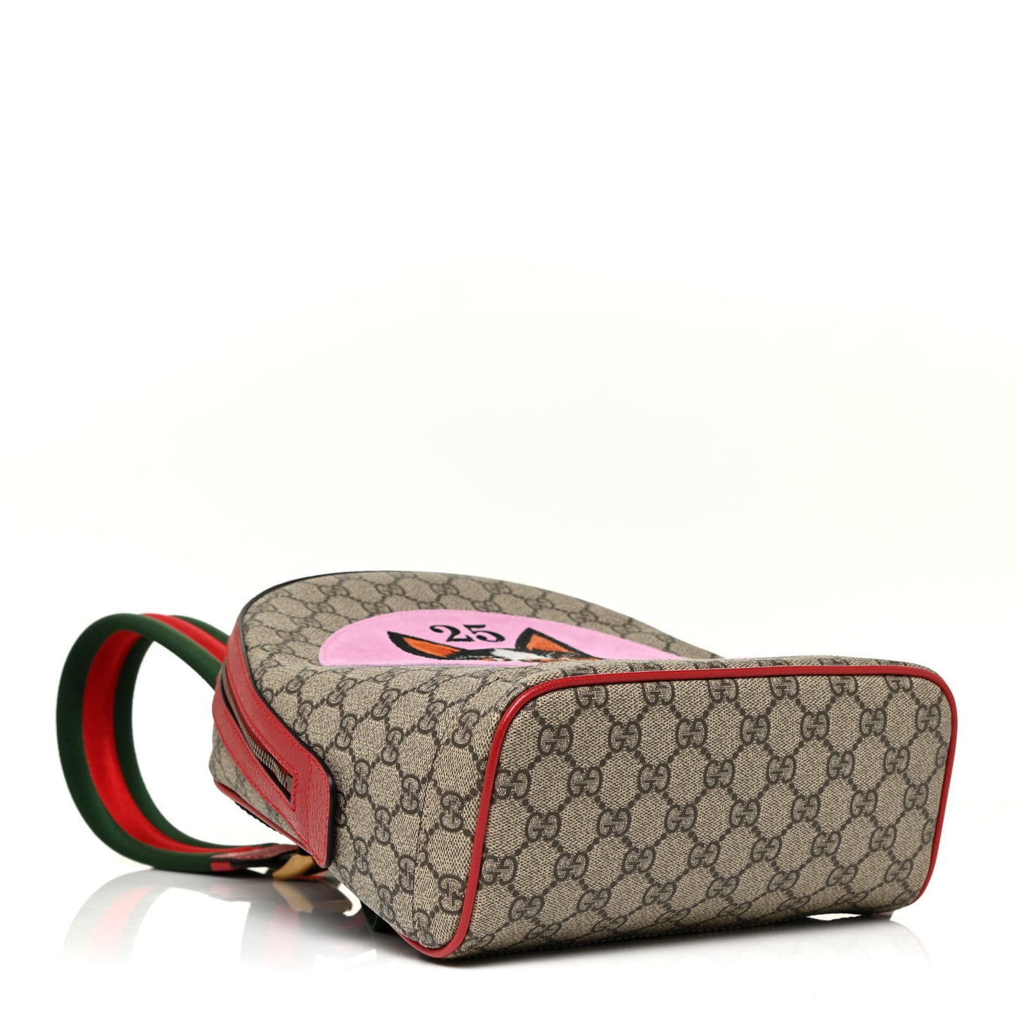 GG Supreme Monogram Web Bosco Patch Dome Backpack Beige Malva Hibiscus Red