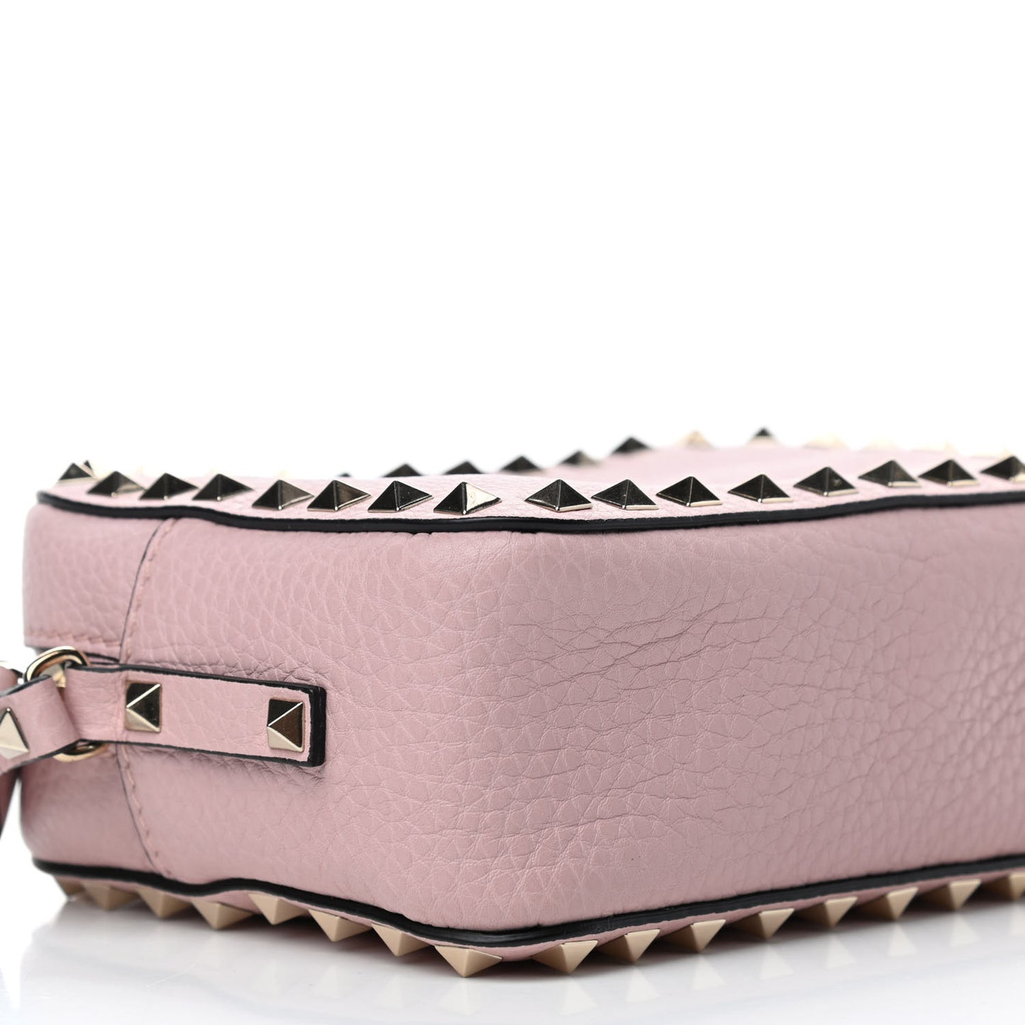Pebbled Calfskin Rockstud Camera Crossbody Bag Cipria