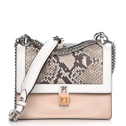 Fendi Snakeskin Vitello Liberty Studded Small Kan I Shoulder Bag White 1 of 8