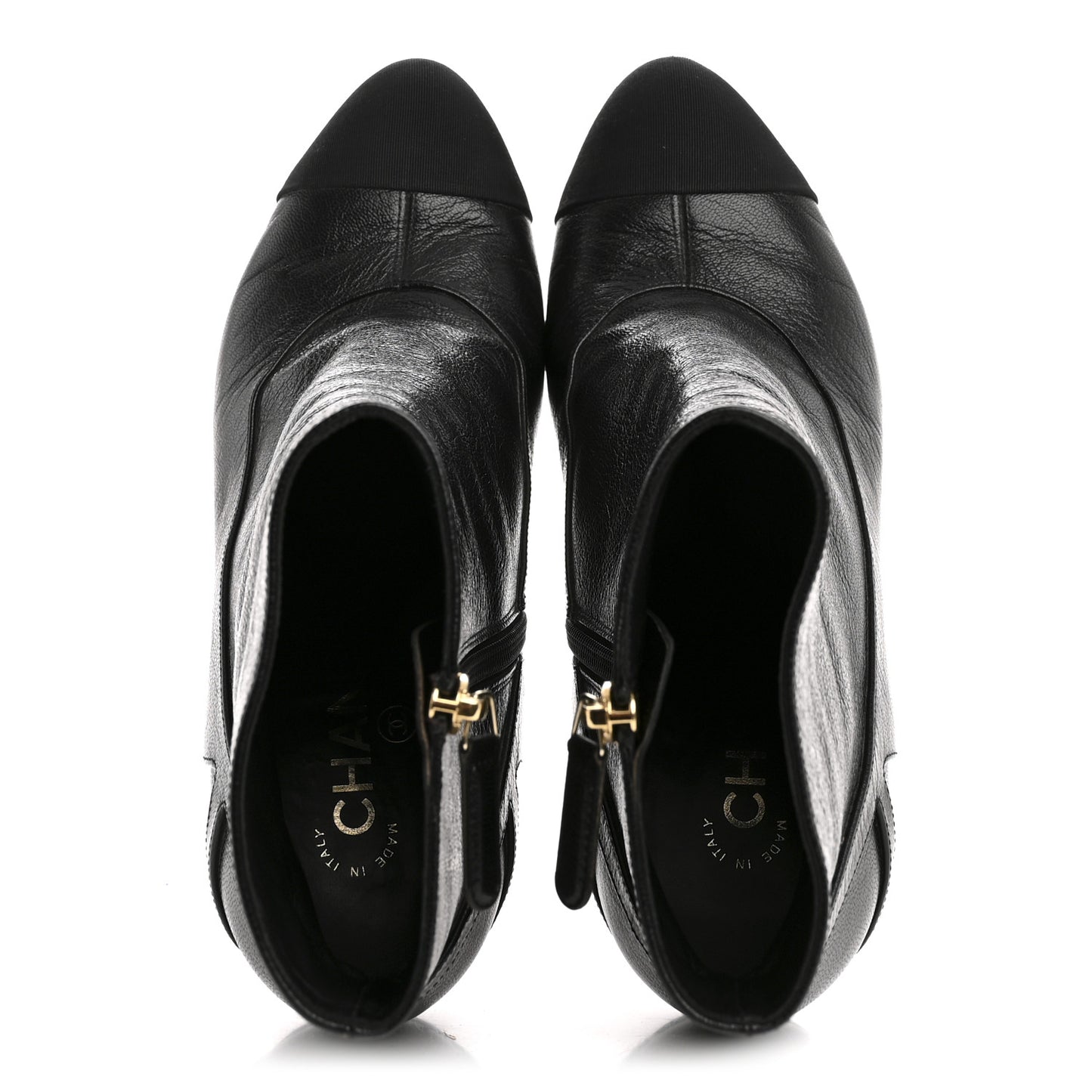 Calfskin CC Cap Toe Booties 39 Black