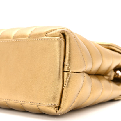 Saint Laurent Metallic Calfskin Y Quilted Small Loulou Monogram Chain Satchel Gold 10 of 12