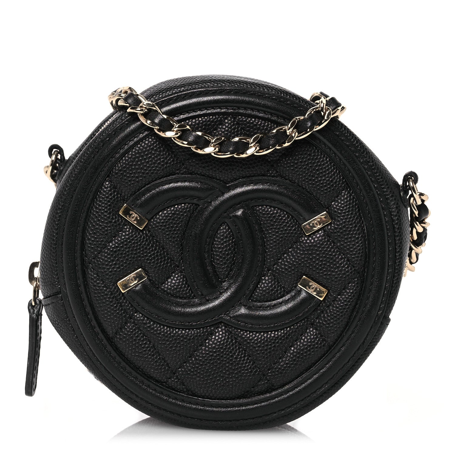Chanel Caviar Quilted Round Filigree Crossbody Black 1 of 10