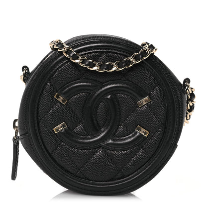 Chanel Caviar Quilted Round Filigree Crossbody Black 1 of 10