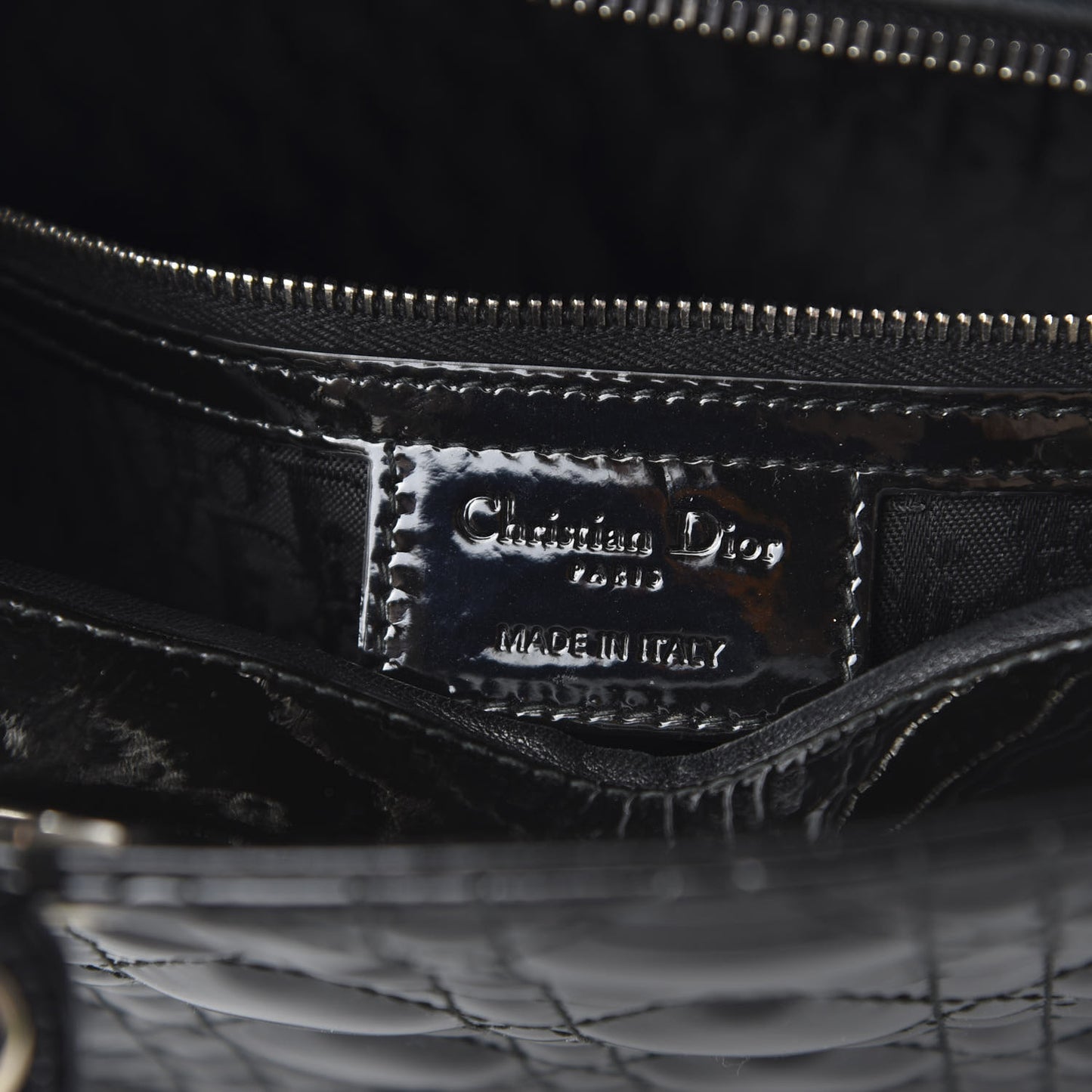 Patent Cannage Large Lady Dior Black