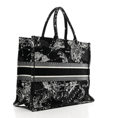 Christian Dior Canvas Embroidered Large Zodiac Toile De Jouy Book Tote Black Multicolor 3 of 10