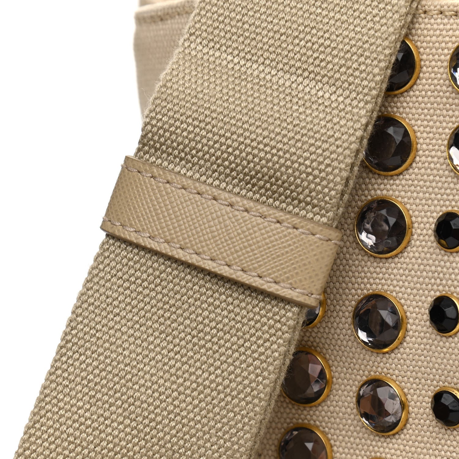Prada Canapa Crystal Studded Tote Corda 13 of 16