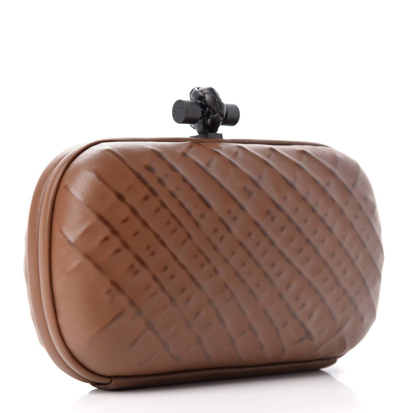 Nappa Embossed Knot Clutch Light Brown