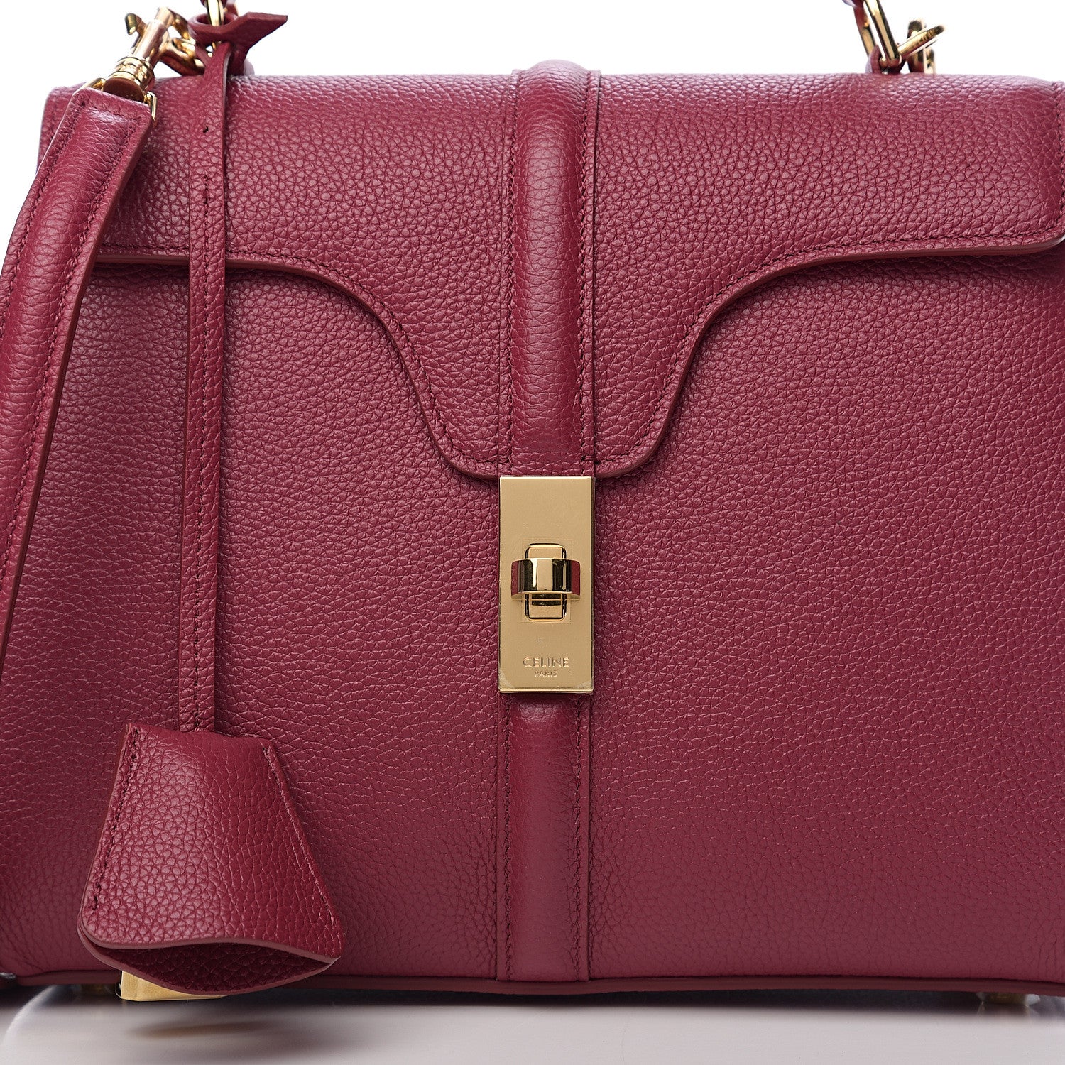 Celine Grained Calfskin Small 16 Top Handle Bag Rasberry 6 of 8