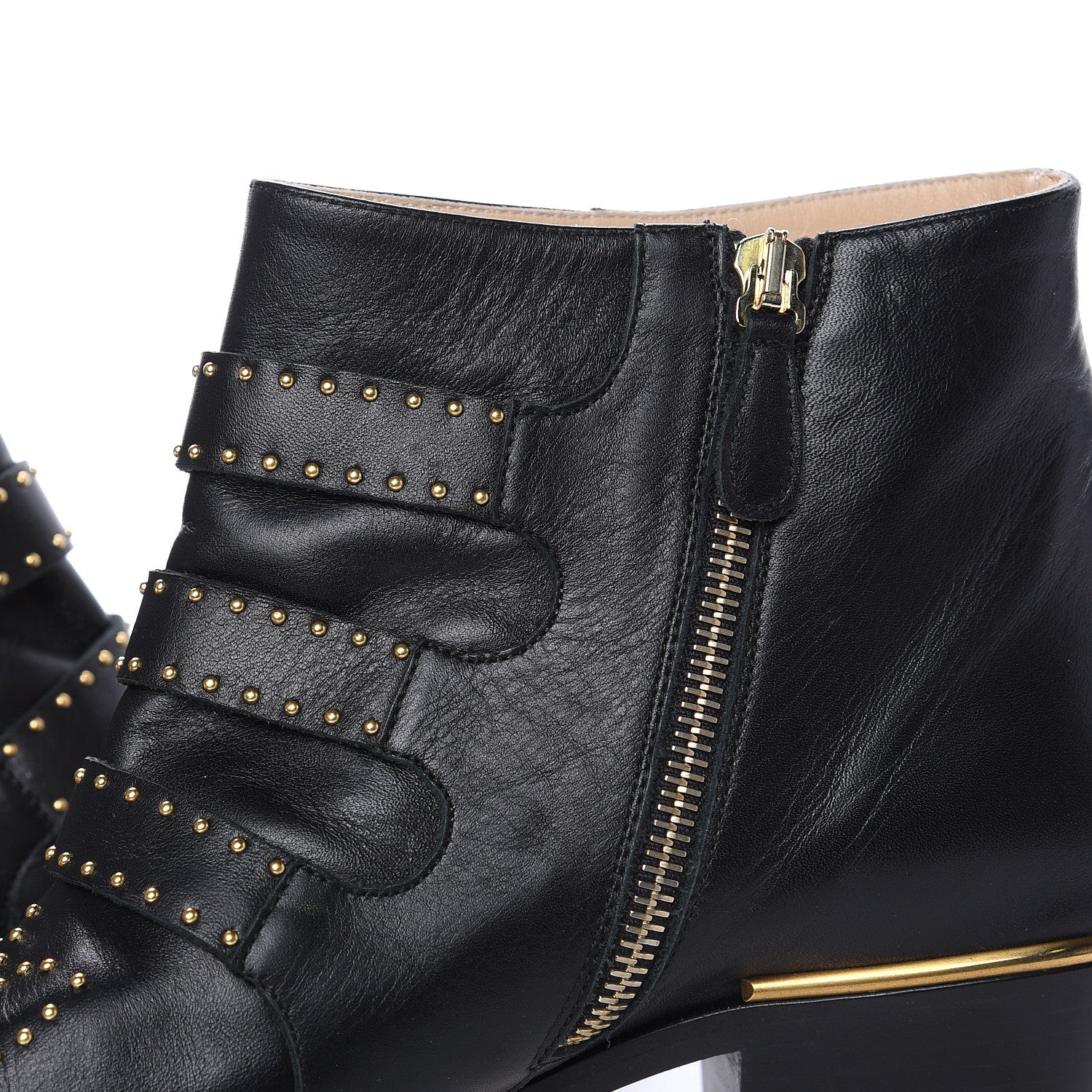 Chloe Nappa Sheepskin Studded Susanna Ankle Boots 39.5 Black 8 of 9