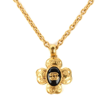 Chanel Resin CC Clover Necklace Gold 1 of 5