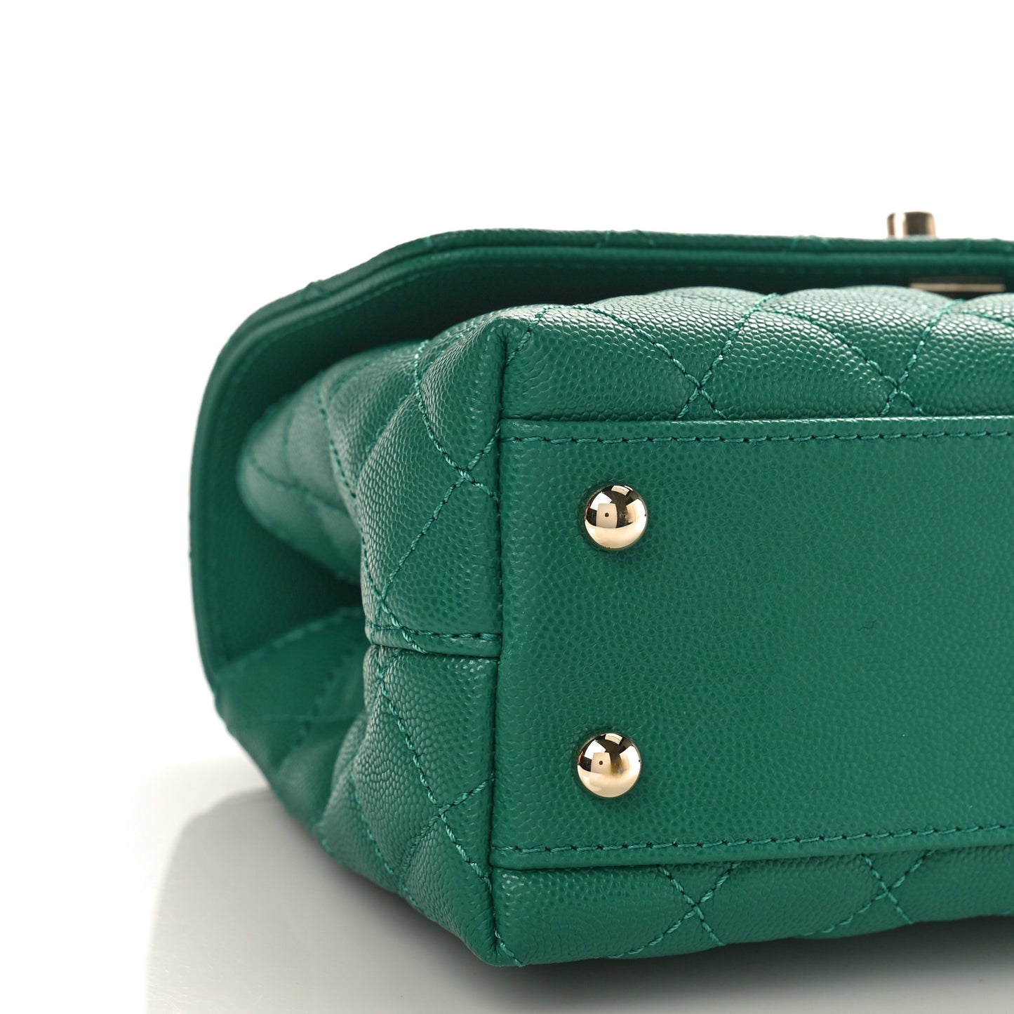 Caviar Quilted Mini Coco Handle Flap Green