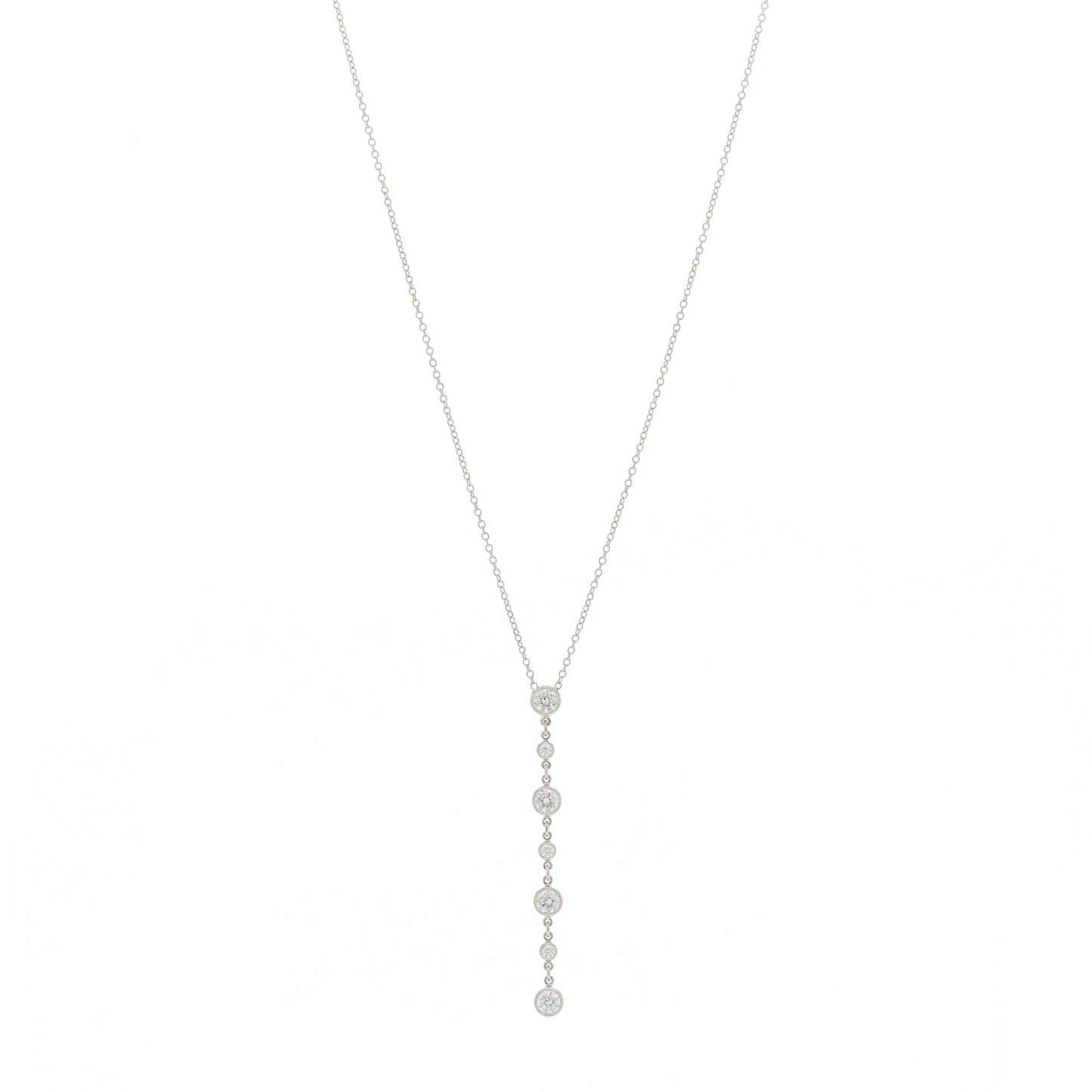 Platinum Diamond Swing Drop Pendant Necklace
