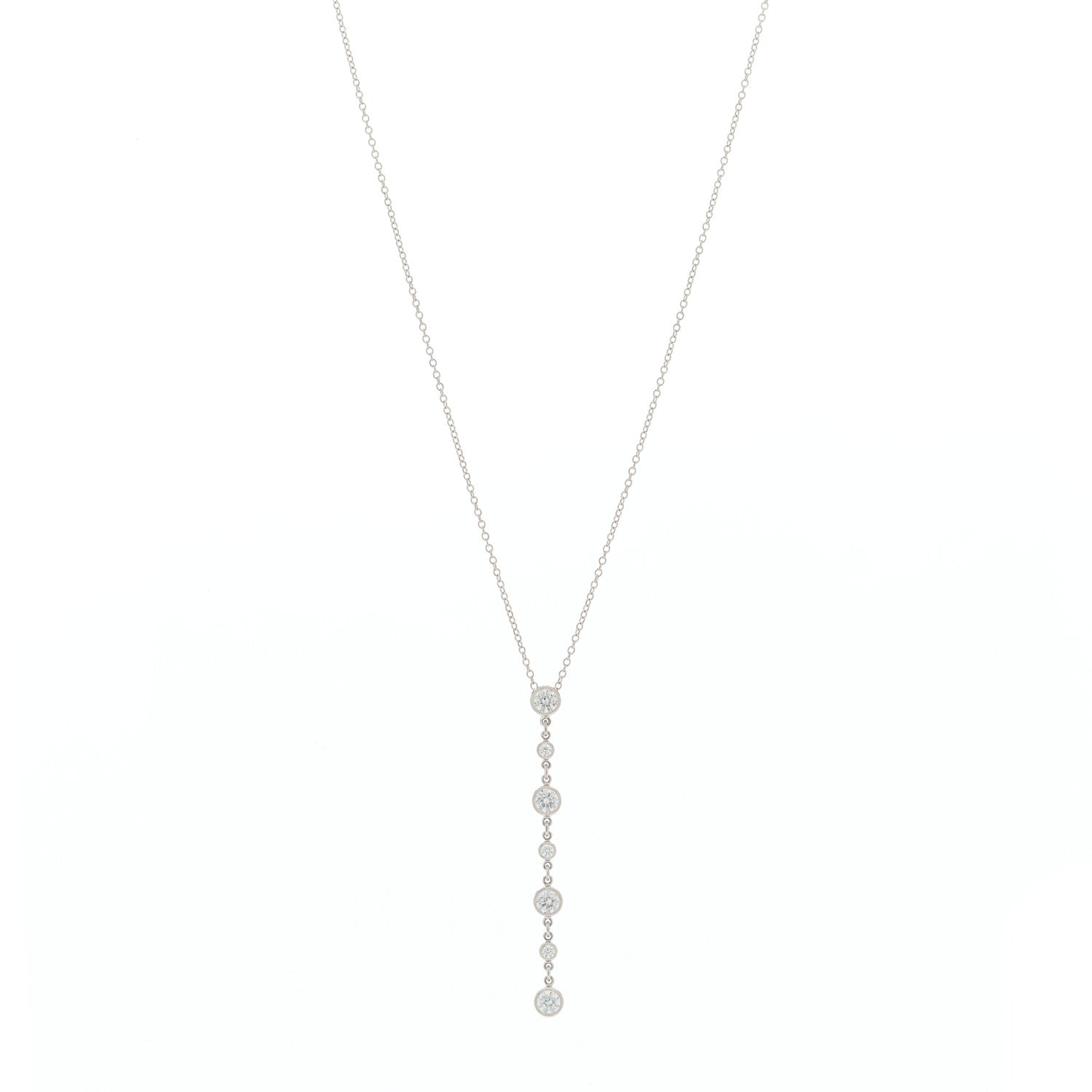 Tiffany Platinum Diamond Swing Drop Pendant Necklace 1 of 6