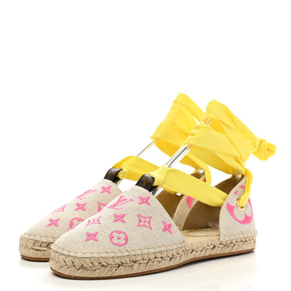 Louis Vuitton Canvas Monogram Starboard Espadrille Flats 38 Rose Pop 3 of 10