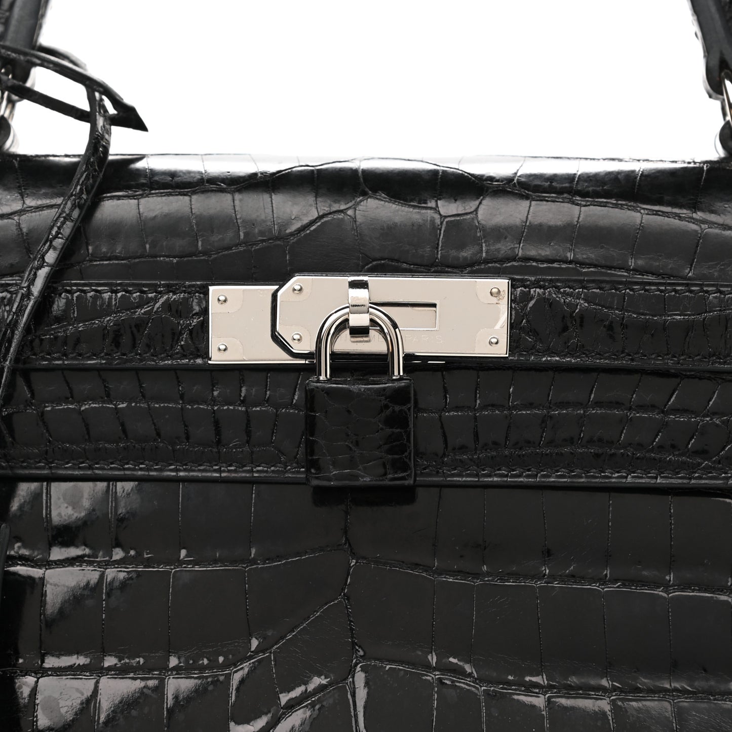 Shiny Niloticus Crocodile Kelly Sellier 32 Black