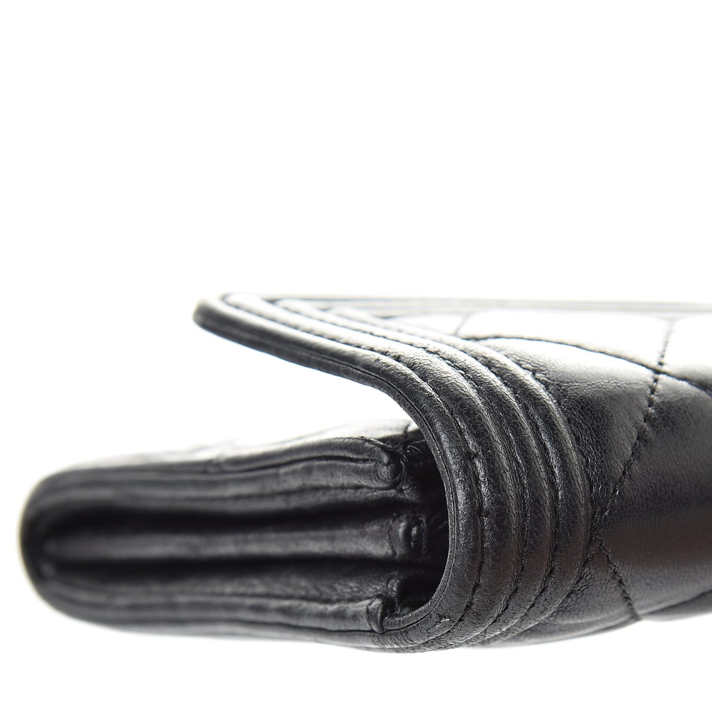Lambskin Quilted Boy Flap Wallet Black