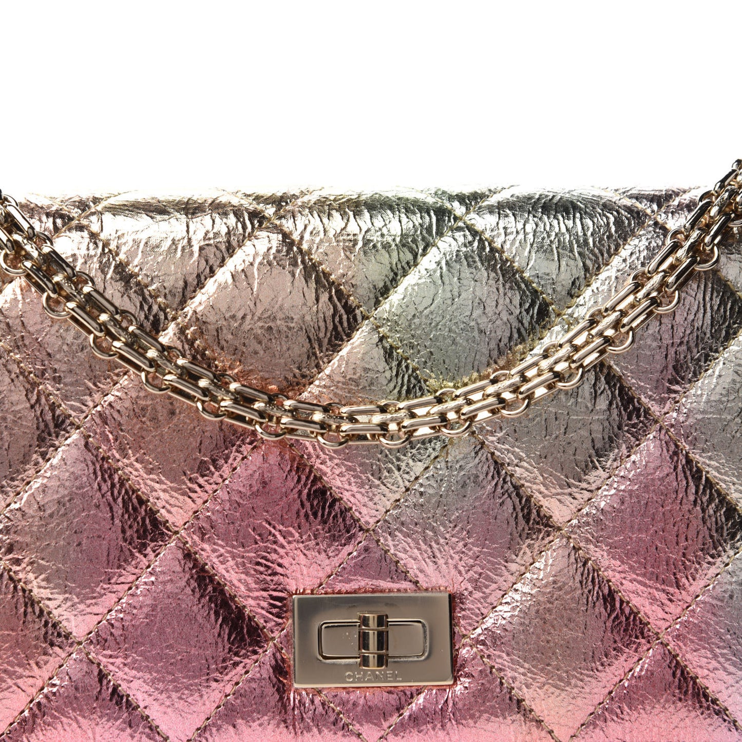 Metallic Goatskin Quilted 2.55 Reissue Wallet on Chain WOC Multicolor