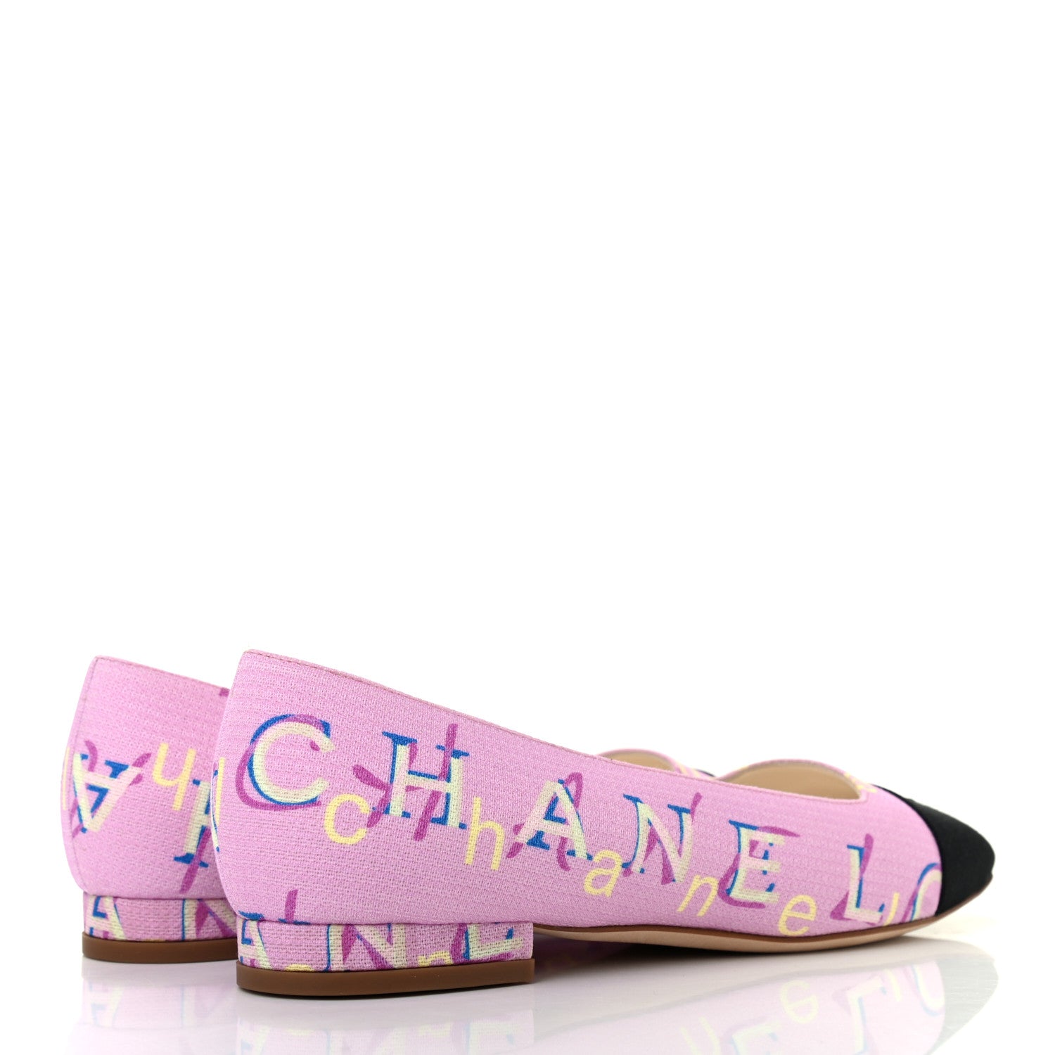 Chanel Fabric Grosgrain CC Flats 36 Pink Beige Black 4 of 8
