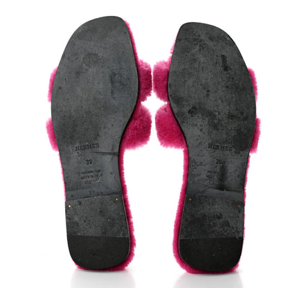 Hermes Woolskin Oran Sandals 39 Rose Fuchsia 5 of 8