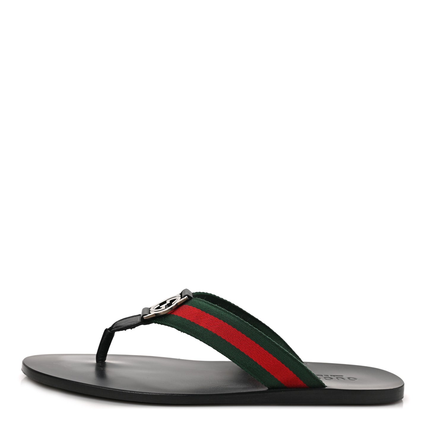Nylon Calfskin Web Mens GG Thong Sandals 10 Green Red Black