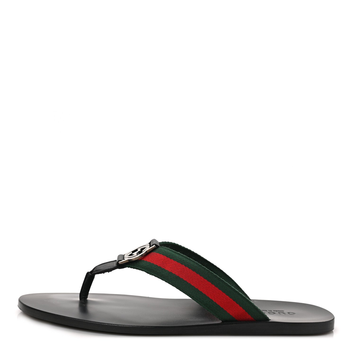 Gucci Nylon Calfskin Web Mens GG Thong Sandals 10 Green Red Black 1 of 8