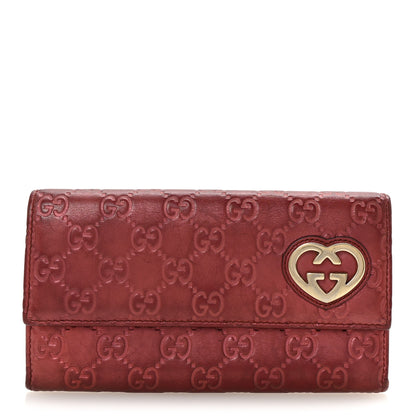 Gucci Metallic Guccissima Lovely Heart Continental Wallet Red 1 of 7