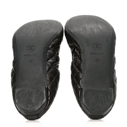 Chanel Lambskin Elastic Camellia Ballerina Flats 36 Black Pink 5 of 6