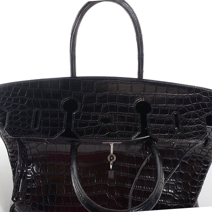 Hermes Matte Porosus Crocodile Birkin 35 Black 12 of 30