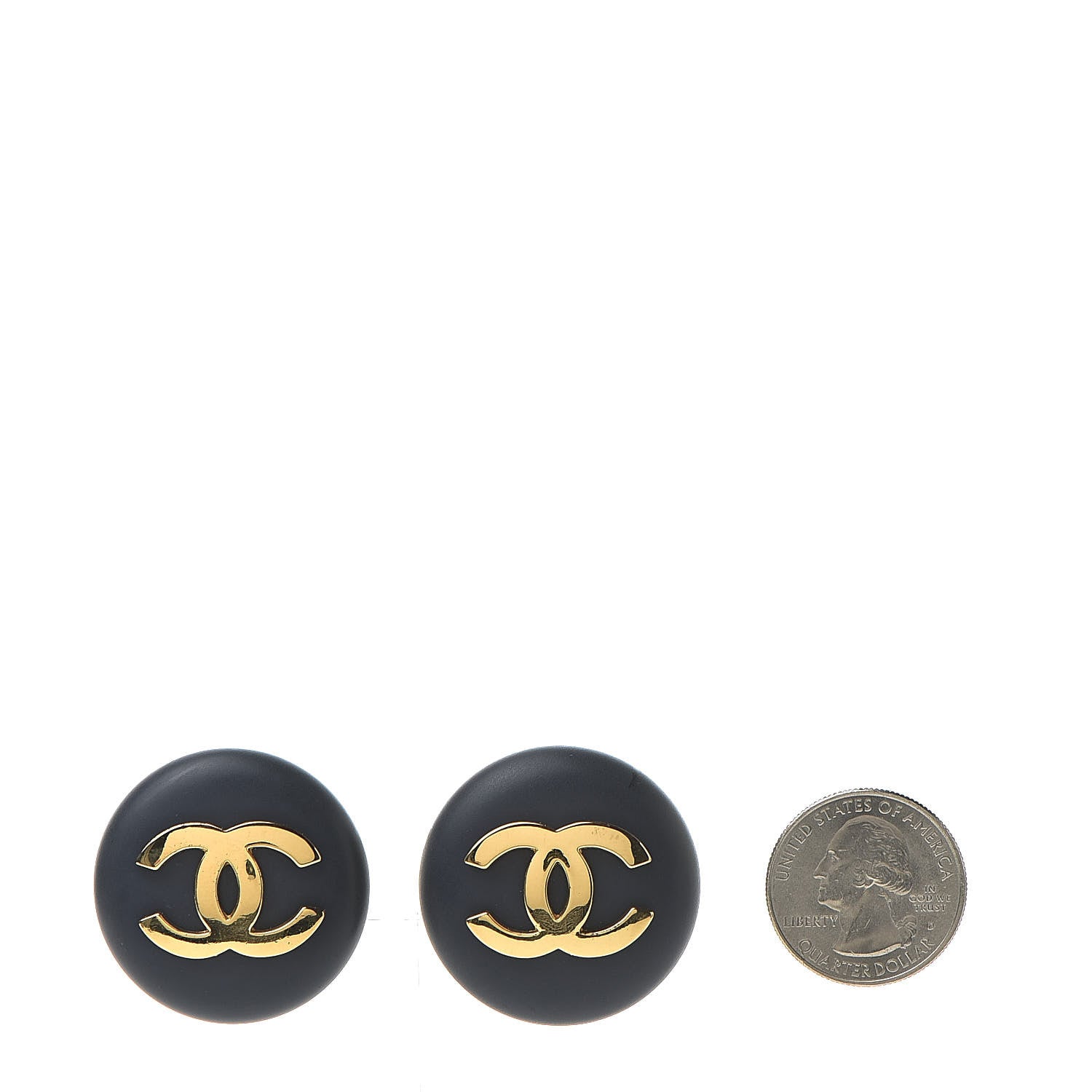 Chanel CC Clip On Earrings Navy Gold 2 of 6