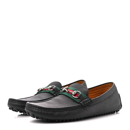 Gucci Calfskin Web Mens Horsebit Driver Loafers 8 Black 3 of 9