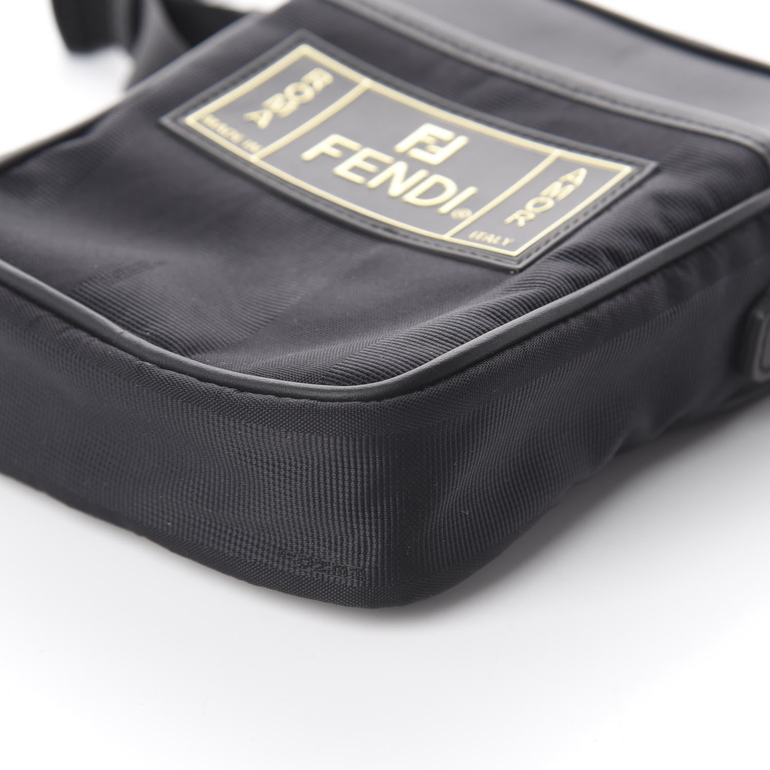 Fendi Nylon Vitello Century Pequin Logo Plate Small Crossbody Messenger Black 6 of 8