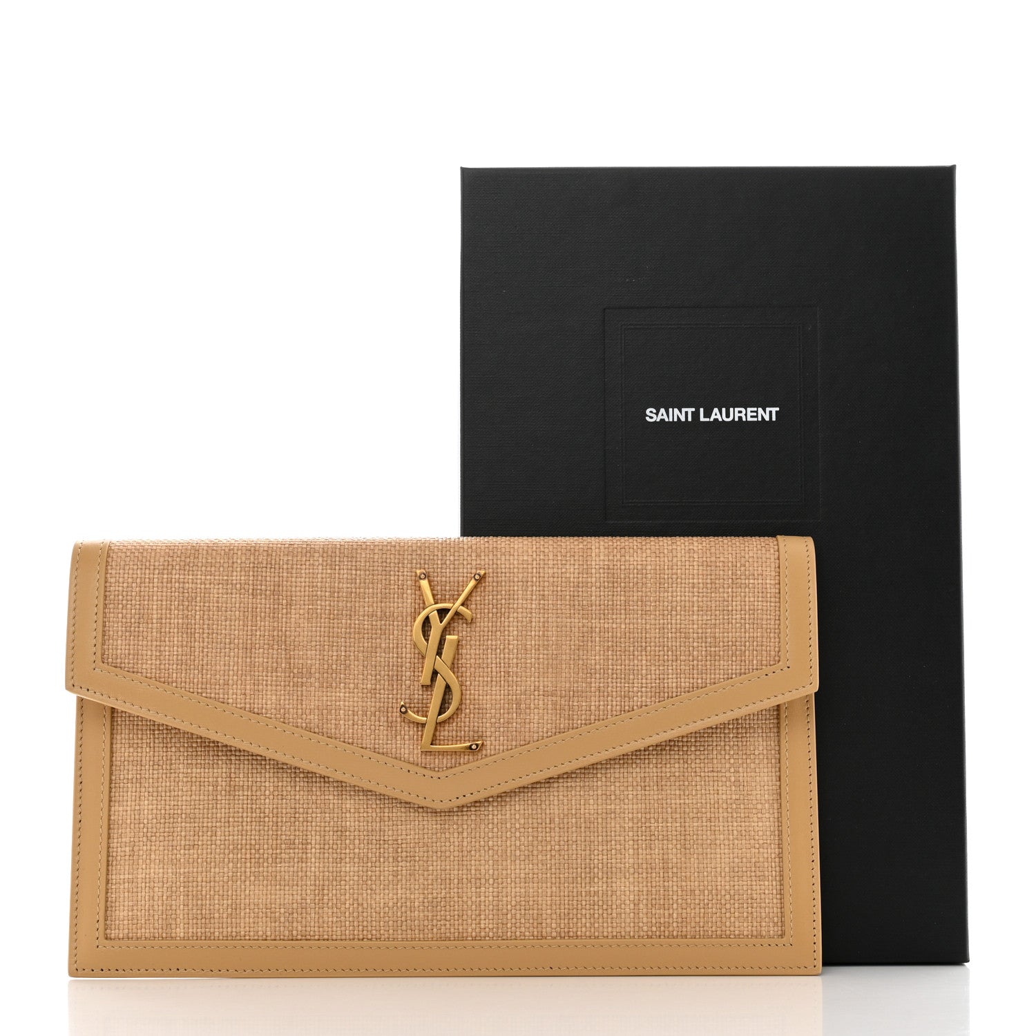 Saint Laurent Micro Raffia Uptown Pouch Natural Hay Blush 8 of 8