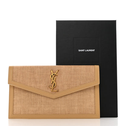 Saint Laurent Micro Raffia Uptown Pouch Natural Hay Blush 8 of 8