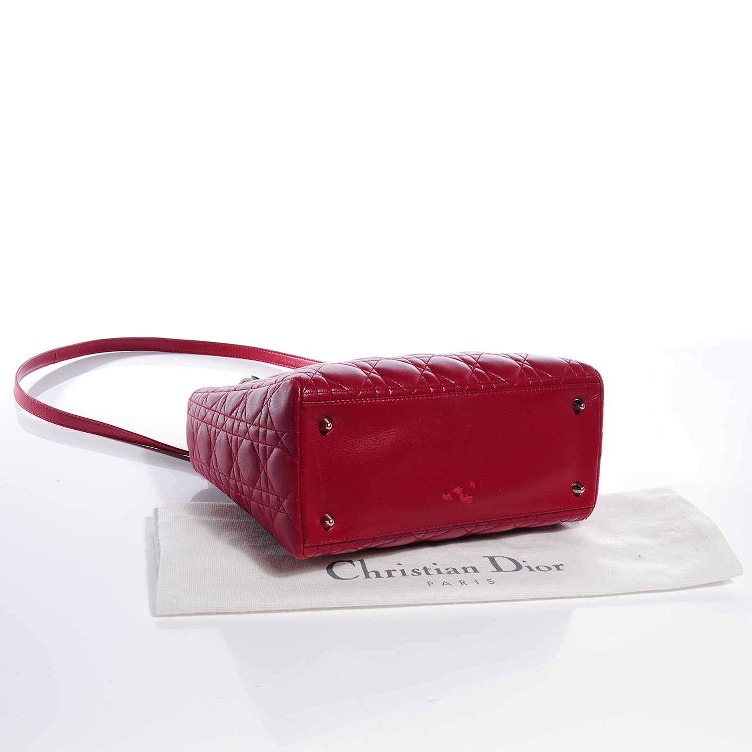 Christian Dior Lambskin Cannage Medium Lady Dior Cranberry 4 of 9