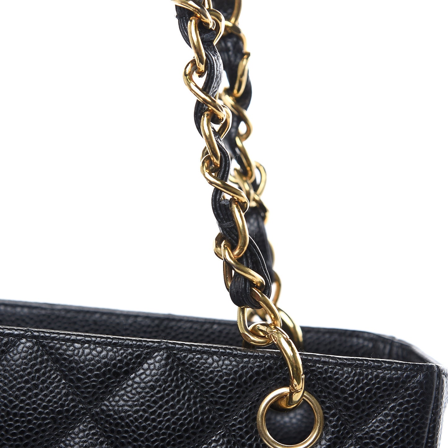 Caviar Quilted Petit Shopping Tote PST Black