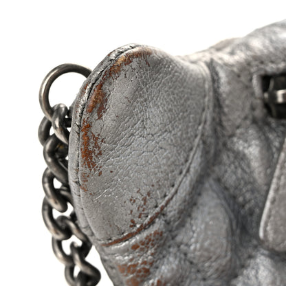 Chanel Metallic Calfskin Quilted Banane Waist Bag Fanny Pack Dark Silver 13 of 14