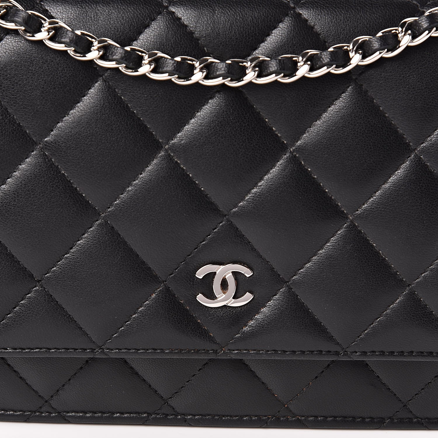 Chanel Lambskin Quilted Wallet On Chain WOC Black 11 of 11