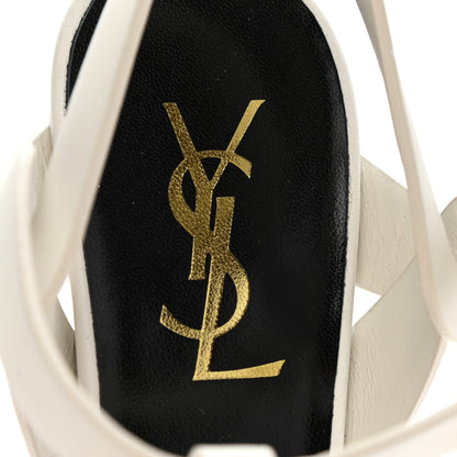 Saint Laurent Calfskin Tribute 75 Platform Sandals 38 White 8 of 11
