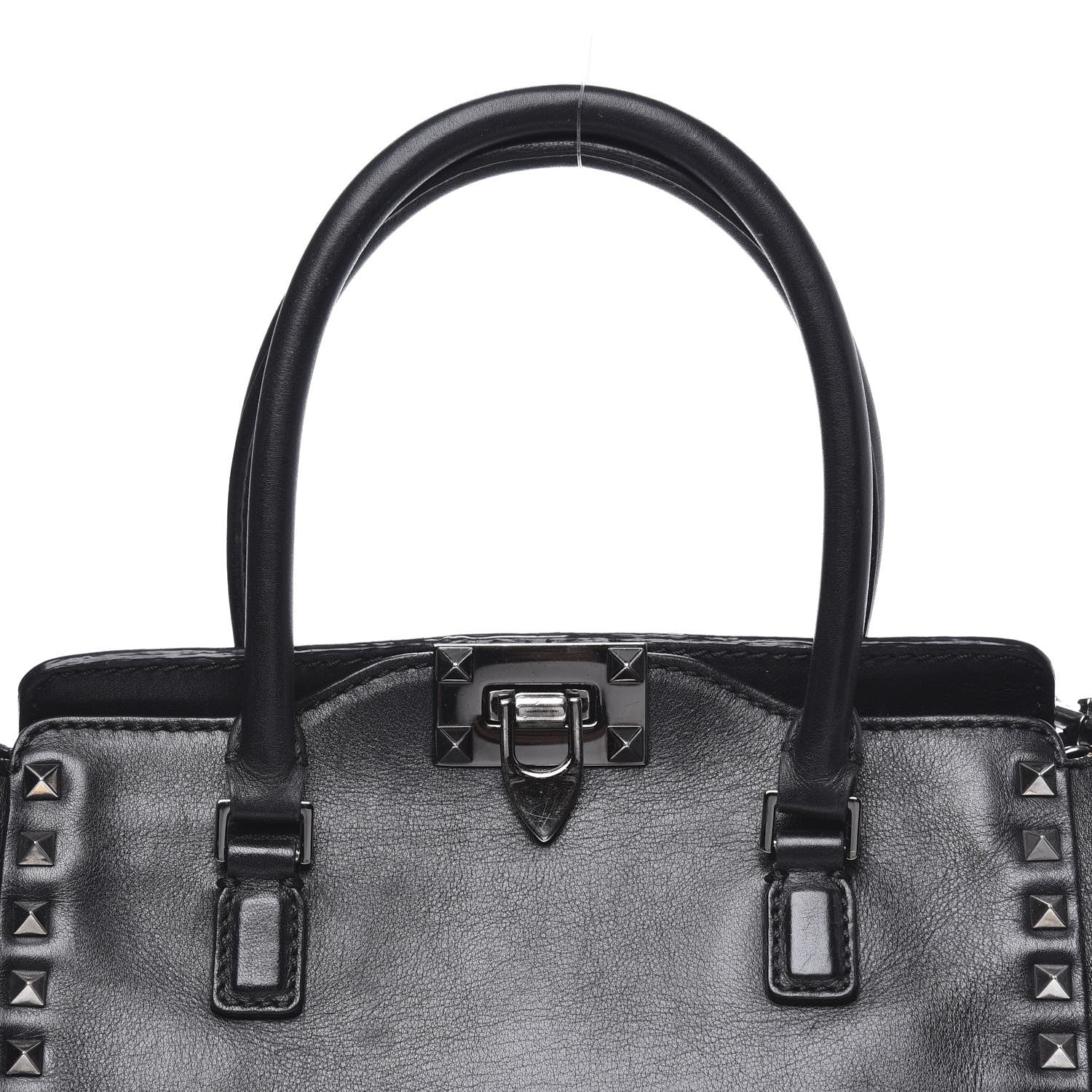 Valentino Garavani Vitello Small Rockstud Double Handle Tote Black 9 of 9