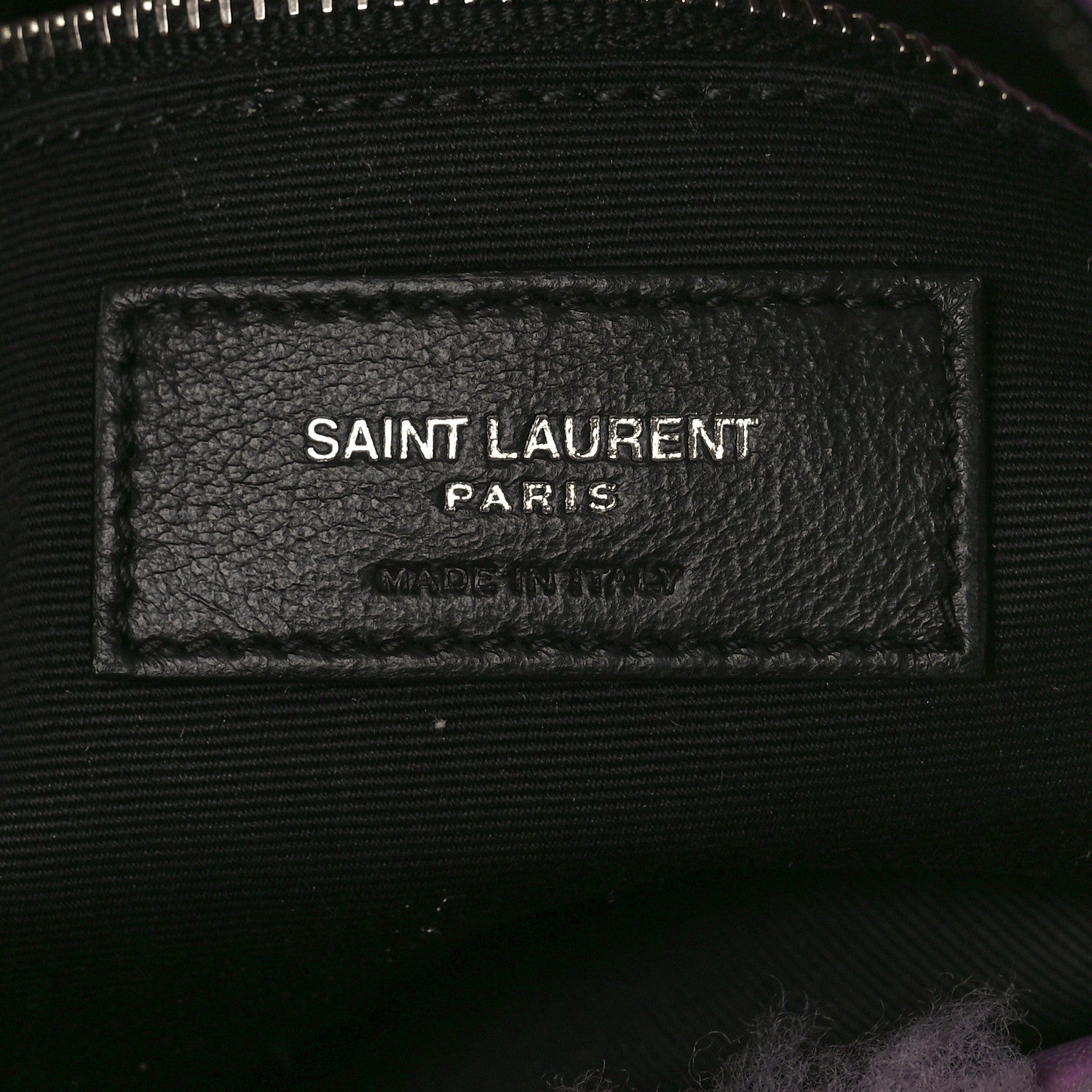 Saint Laurent Merino Shearling Lambskin Quilted Small Loulou Puffer Monogram Chain Satchel Lila 6 of 8